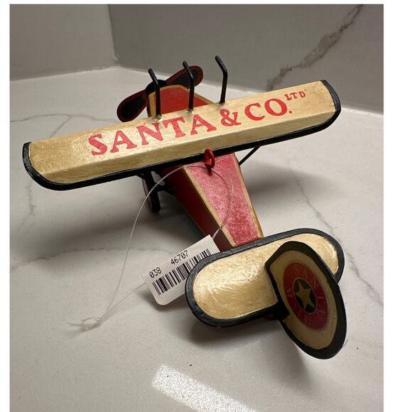 New Decorative Vintage Metal Airplane 6” Ornament SANTA & CO - Picture 3 of 7